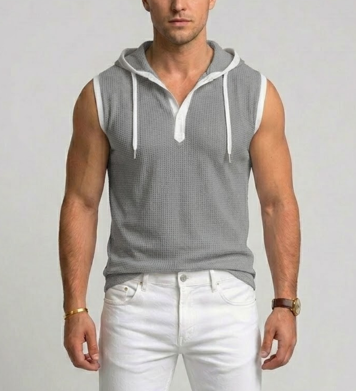 Men's Knit Sleeveless Gym Hoodie Muscle Shirt