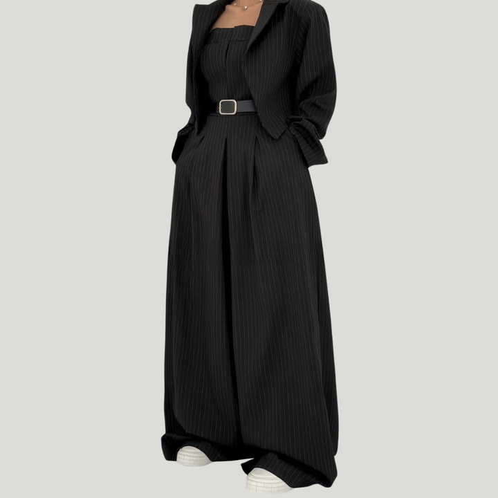 Women’s Knit Wide-Leg Jumpsuit & Blazer Set