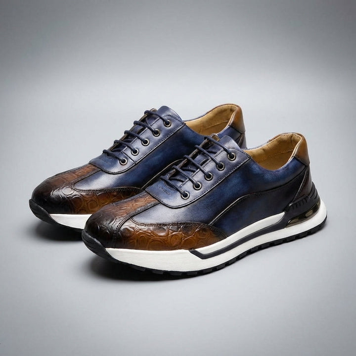 Men's Textured Leather Lace-Up Sneakers