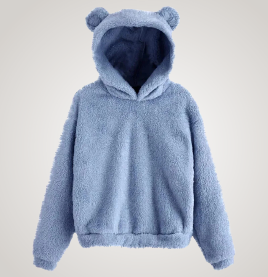 Women Fleece Bear Ear Hoodie Pullover Sweater