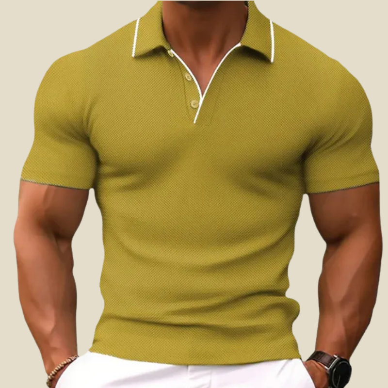 Men's Slim Fit Short Sleeve Textured Knit Polo Shirt