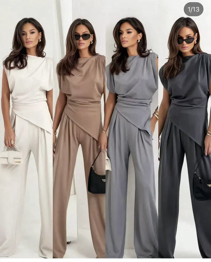 Women's Silk Two Piece Wide Leg Trouser Set Luxury Evening Co-ord