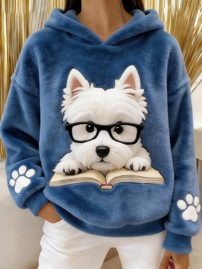 Women's Fleece Hoodie Dog Graphic Sweatshirt
