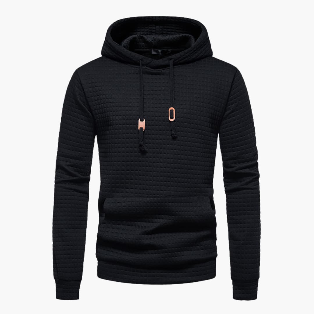 Men's Fleece Hoodie Waffle Knit Pullover Sweatshirt