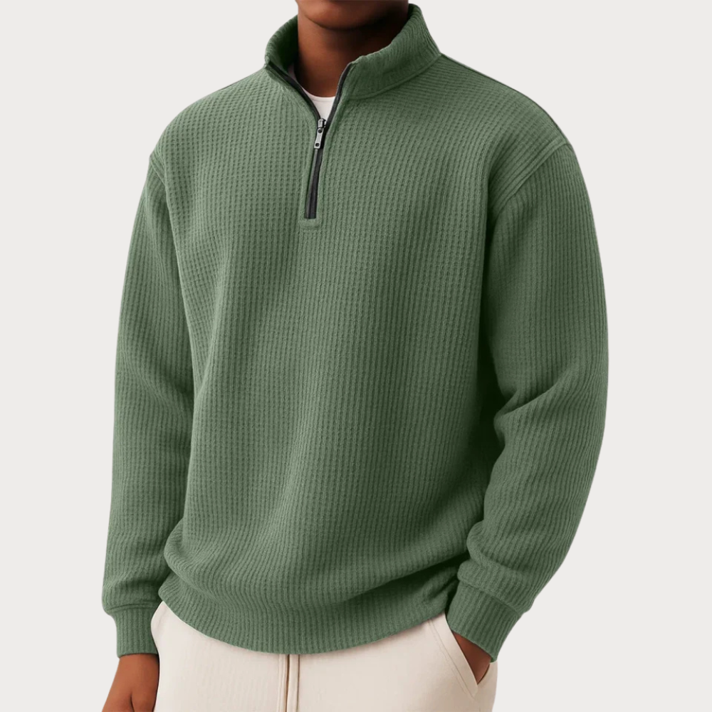 Men's Long Sleeve Half-Zip Knit Casual Pullover Sweater