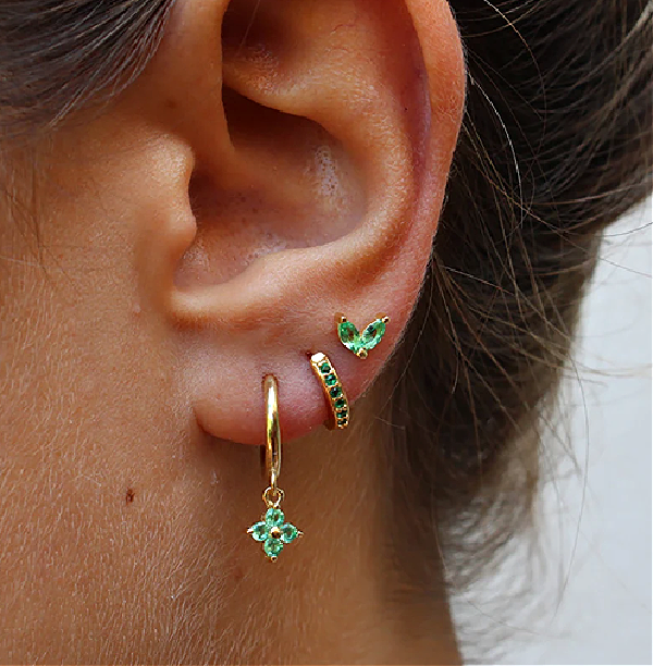Women’s Gold Huggie Hoop Stud Earring Jewelry Set