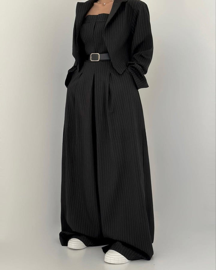 Women’s Knit Wide-Leg Jumpsuit & Blazer Set