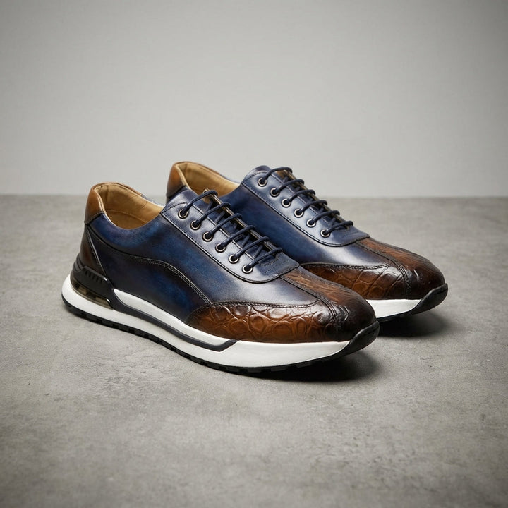 Men's Textured Leather Lace-Up Sneakers