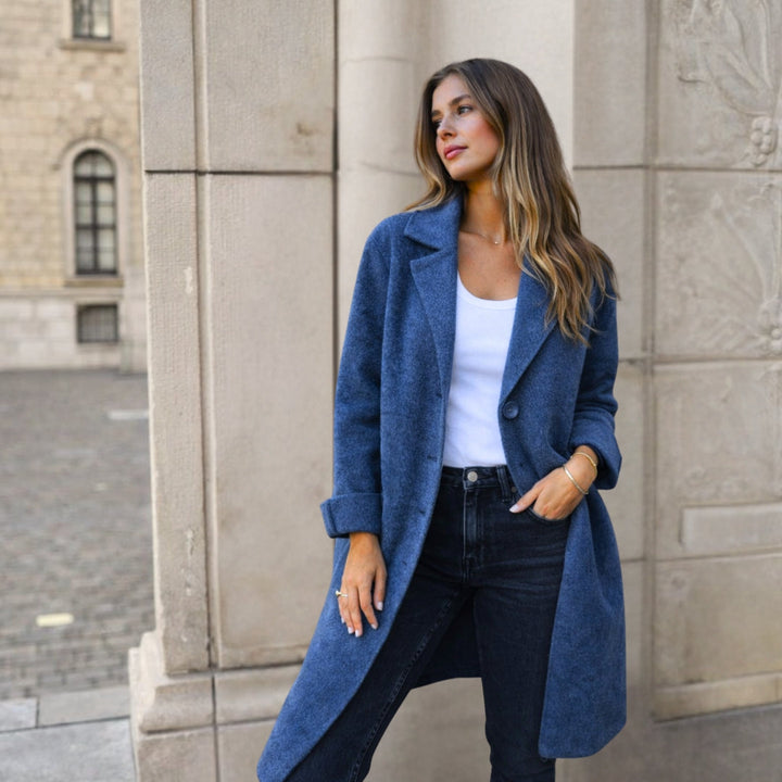 Women's Wool Mix Longline Lapel Coat