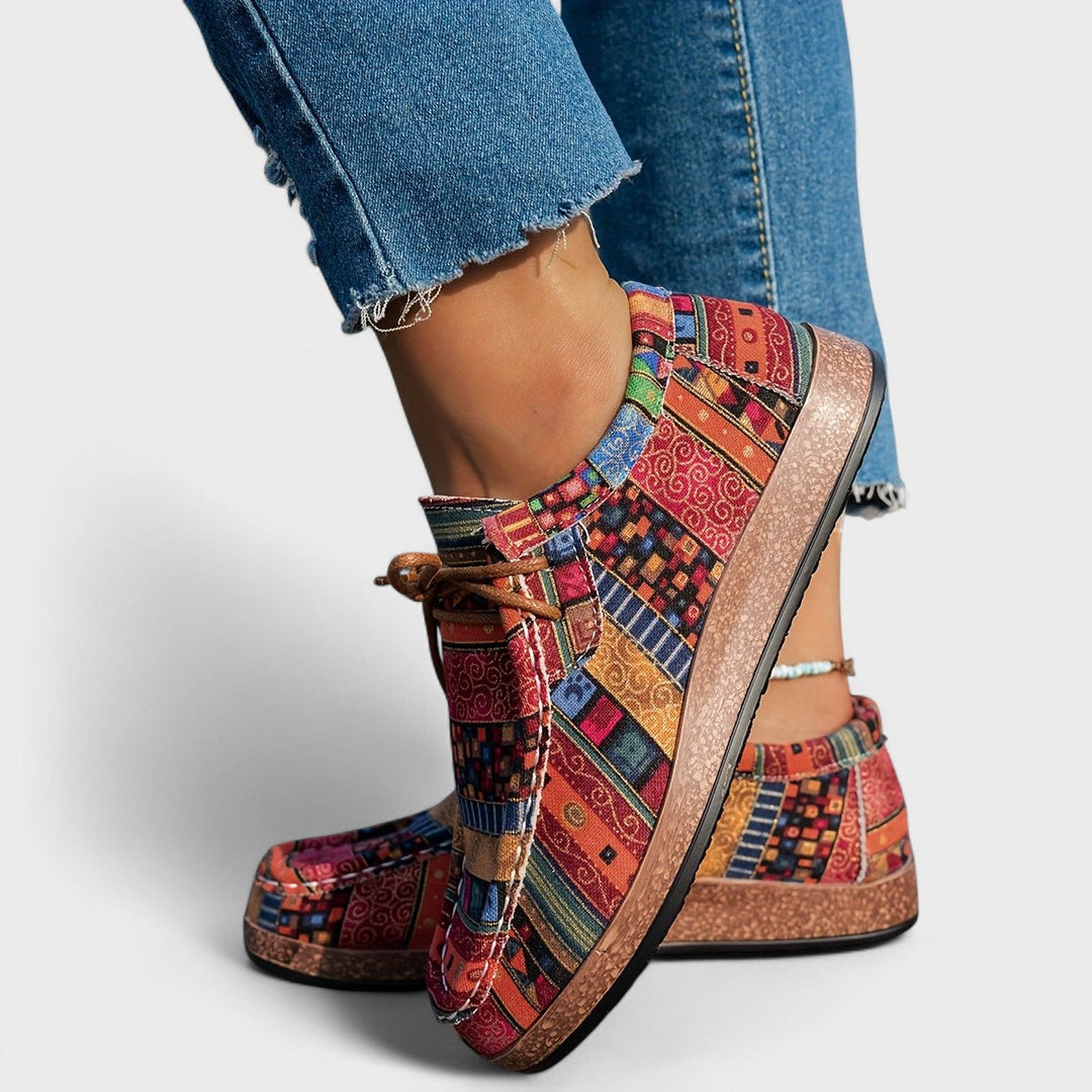 Women's Canvas Bohemian Walking Shoes Lightweight Slip On Sneakers