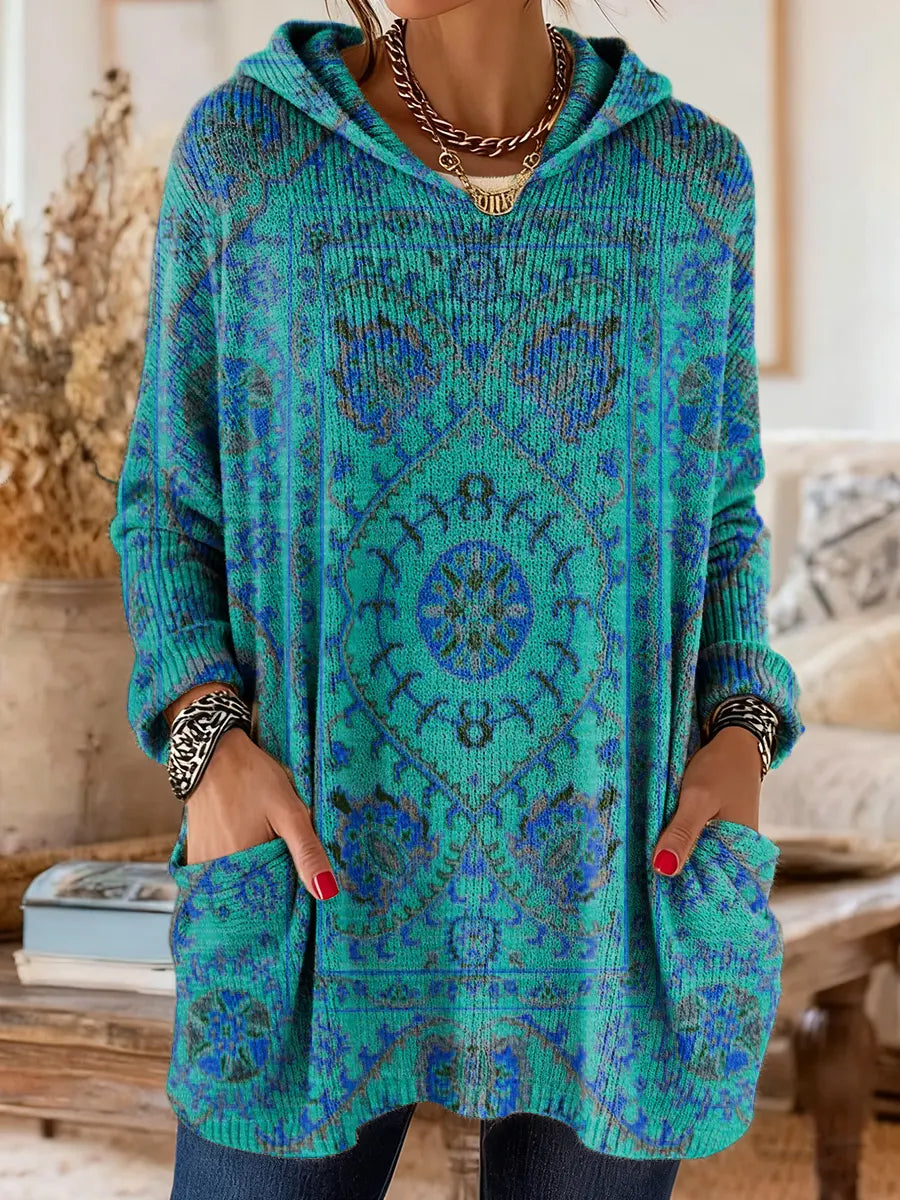 Women’s Fleece Hooded Jumper Knit Pullover Top
