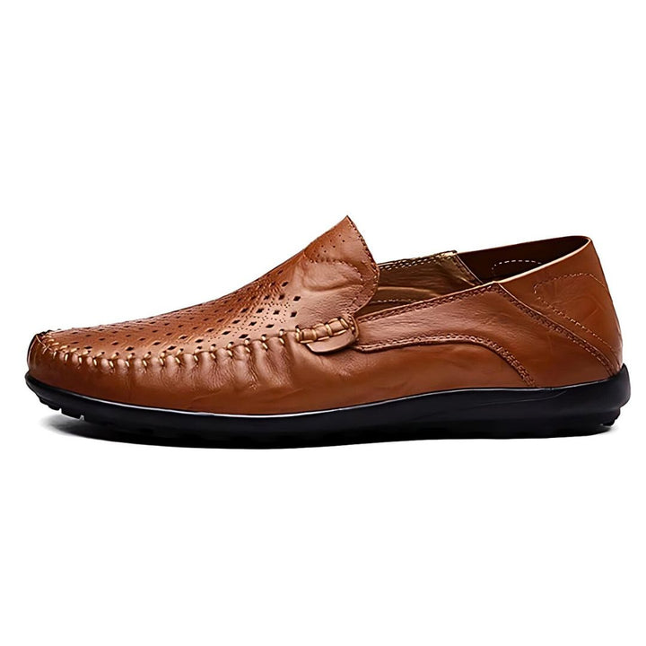 Men's Leather Slip-on Loafers Breathable Casual Walking Shoes