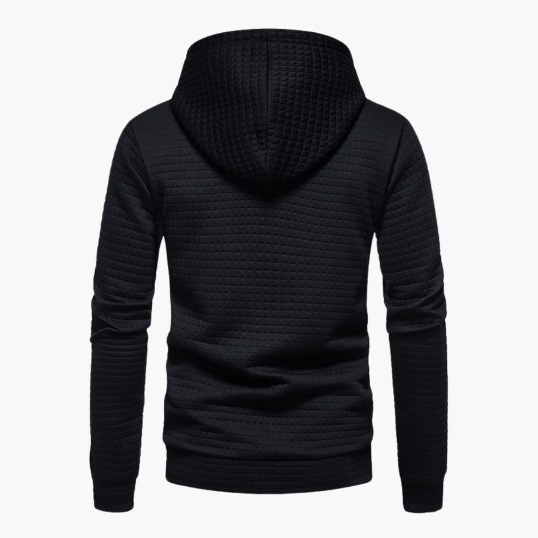 Men's Fleece Hoodie Waffle Knit Pullover Sweatshirt