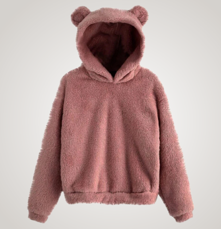 Women Fleece Bear Ear Hoodie Pullover Sweater