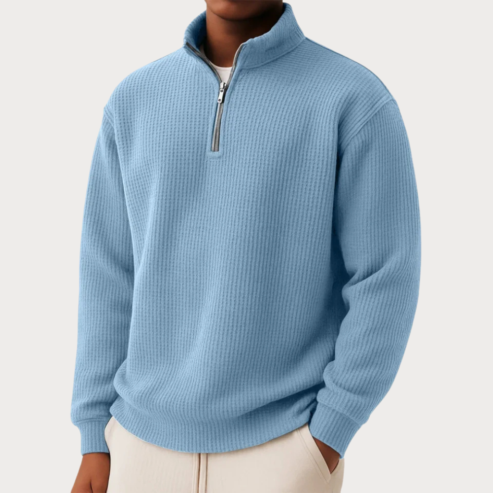 Men's Long Sleeve Half-Zip Knit Casual Pullover Sweater