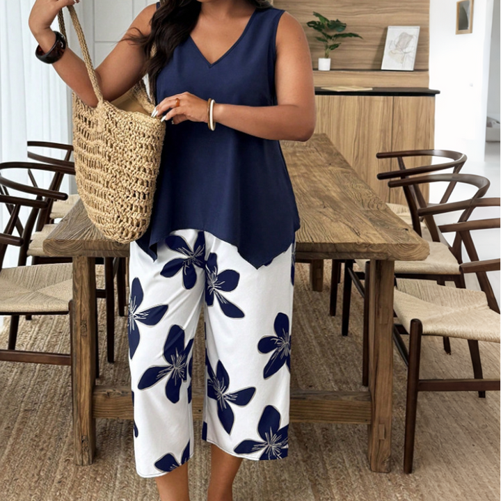 Women’s Linen Asymmetric Top & Capri Co-Ord Set