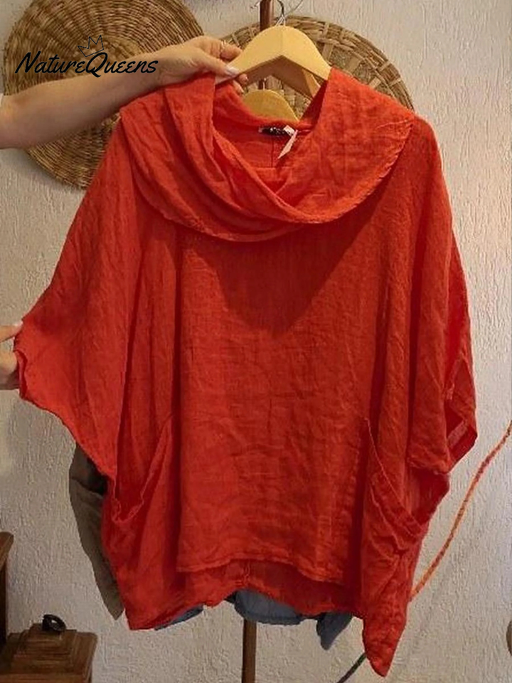 Women's Linen Knit Oversized Poncho Jumper Sweater