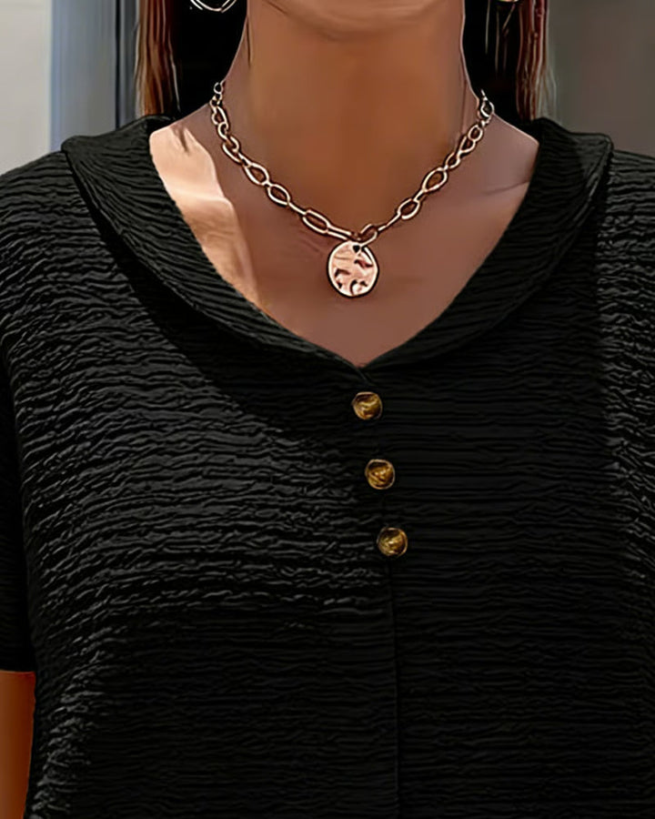 Women's Textured Linen Blend V-Neck Blouse