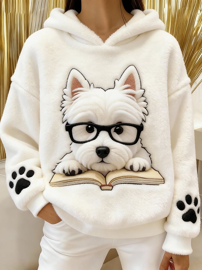 Women's Fleece Hoodie Dog Graphic Sweatshirt