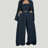 Women’s Knit Wide-Leg Jumpsuit & Blazer Set