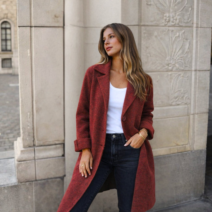 Women's Wool Mix Longline Lapel Coat
