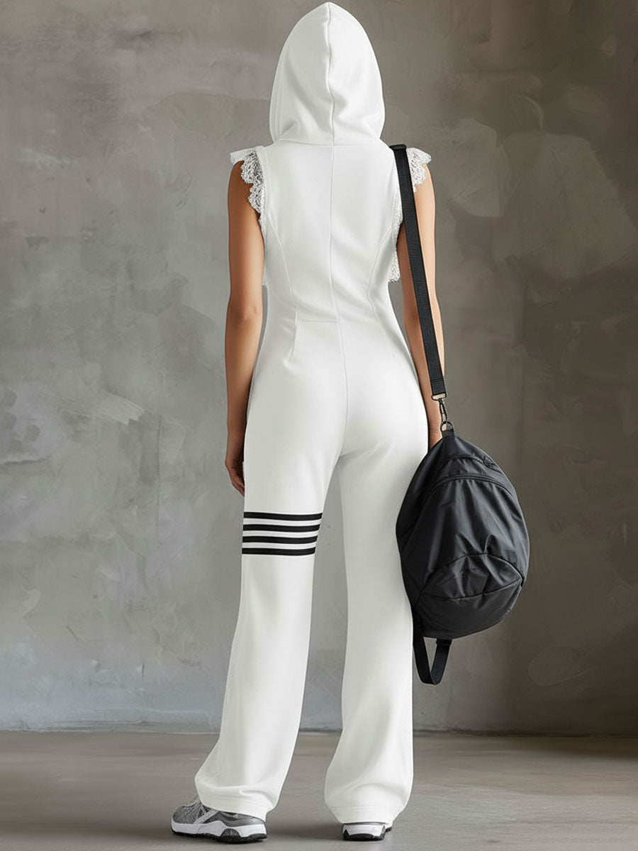 Women's Fleece Hooded Jumpsuit Tracksuit Loungewear