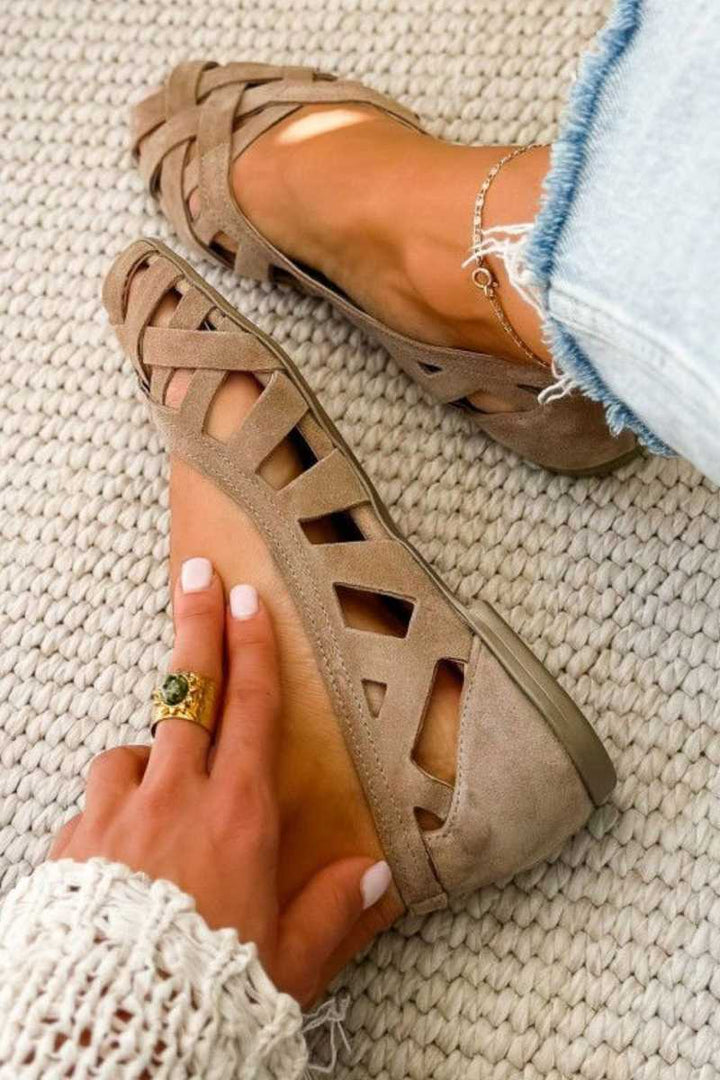 Women's Leather Woven Ballet Flats