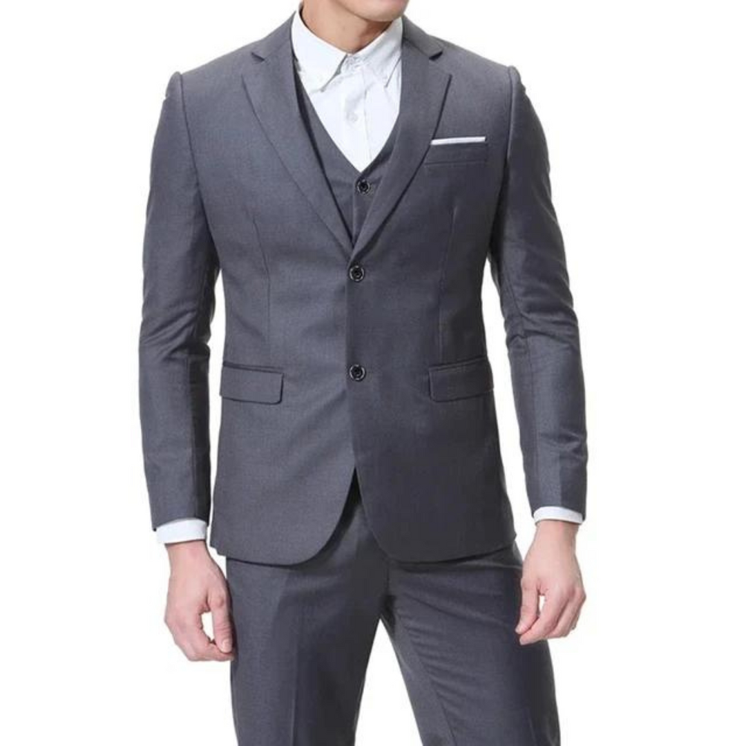 Men's Wool Mix 3 Piece Slim Fit Wedding Business Suit