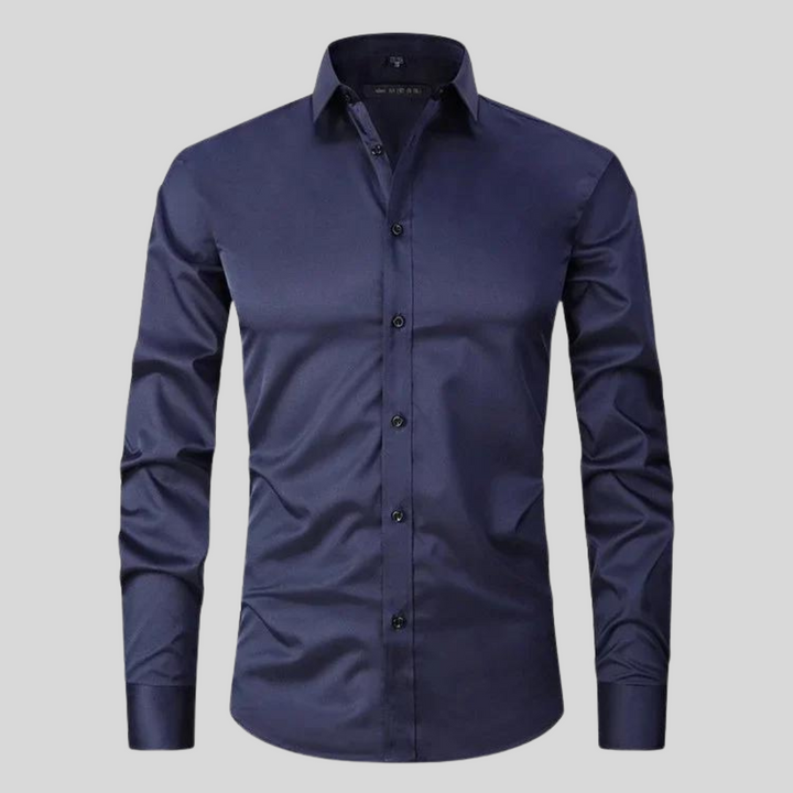 Men's Silk Stretch Slim Fit Formal Business Dress Shirt