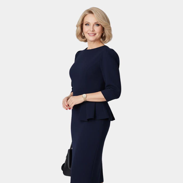 Women's Knit Crewneck Puff-Sleeve Pencil Dress