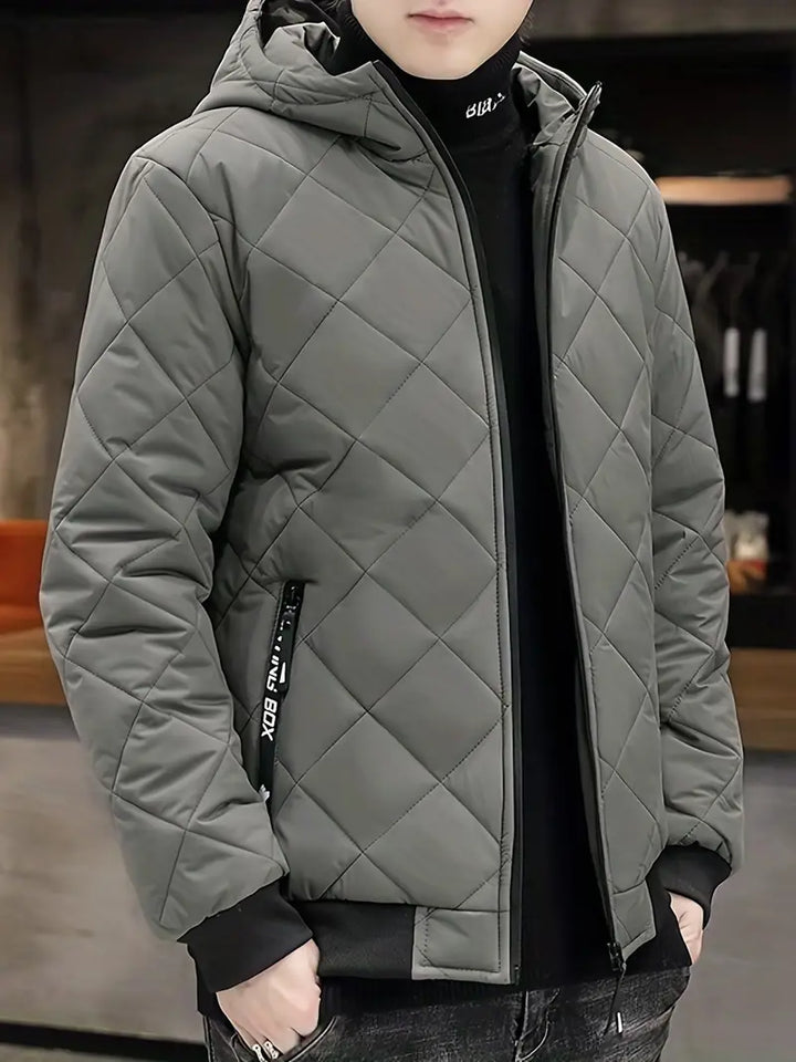 Men’s Fleece Hooded Quilted Puffer Jacket
