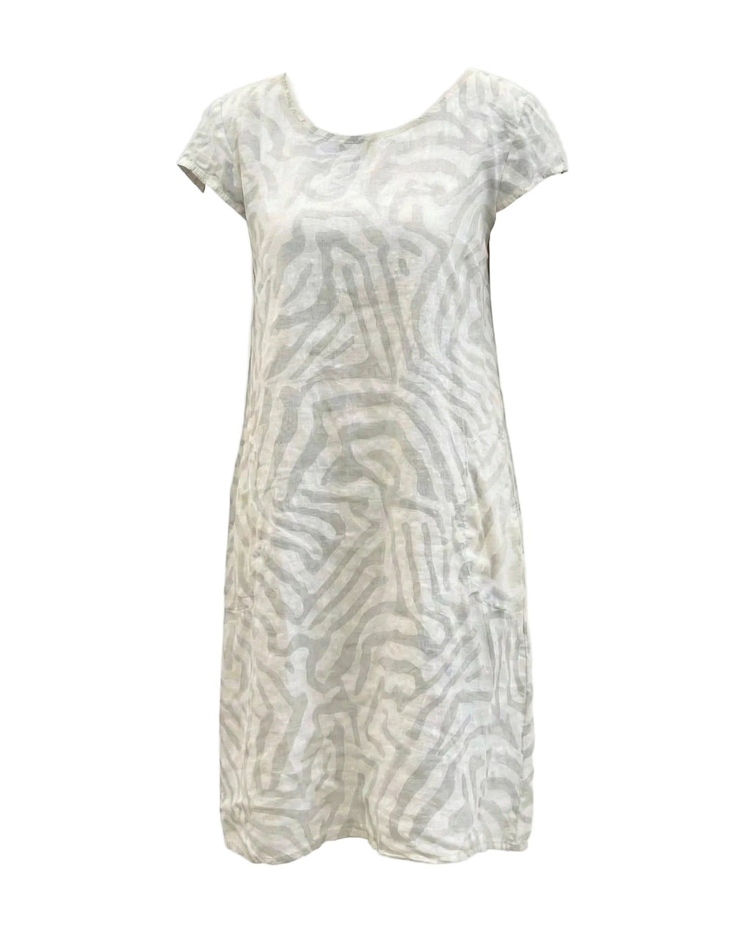 Women's Linen A-Line Short Sleeve Casual Midi Shift Dress