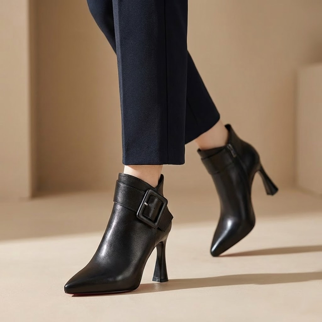 Women's Leather Ankle Boots High Heel