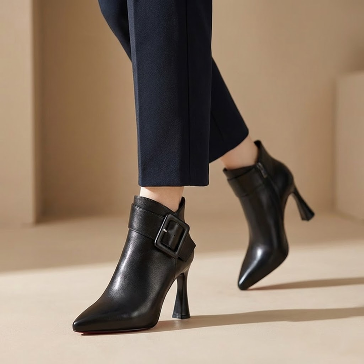 Women's Leather Ankle Boots High Heel