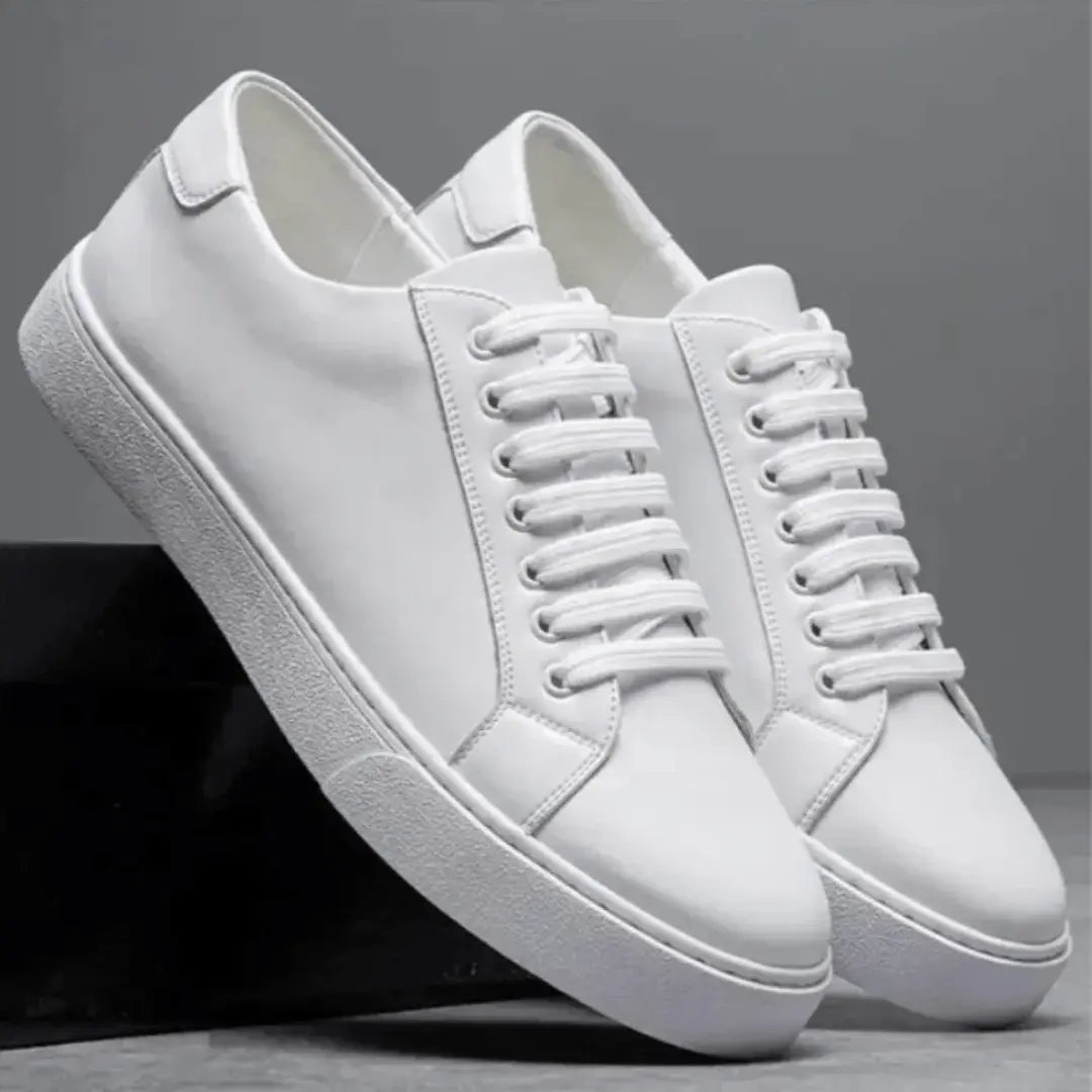 Leather Sneakers Low Top Casual Shoes Men's Leather Trainers