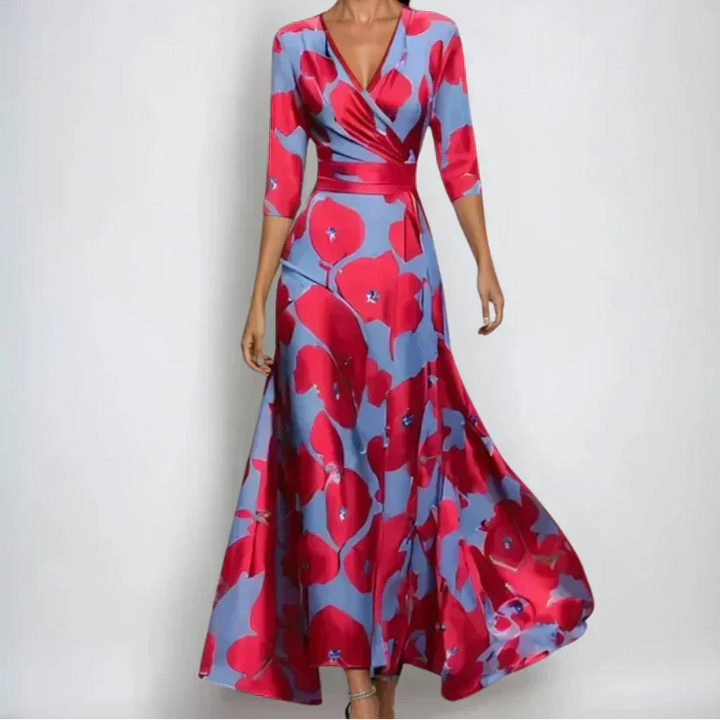 Women's Floral Linen Wrap Dress
