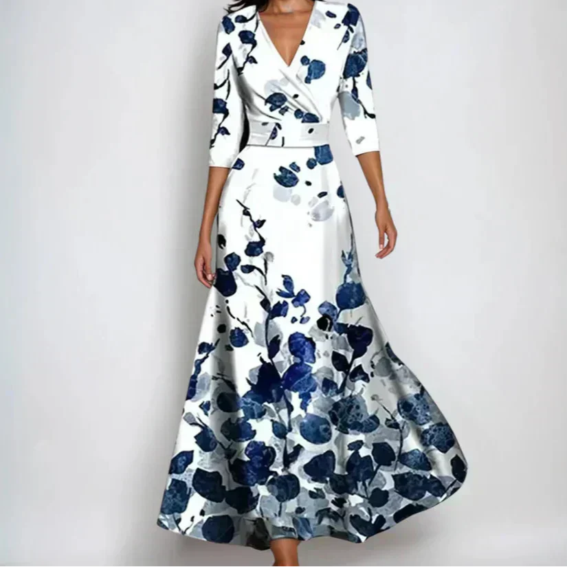 Women's Floral Linen Wrap Dress