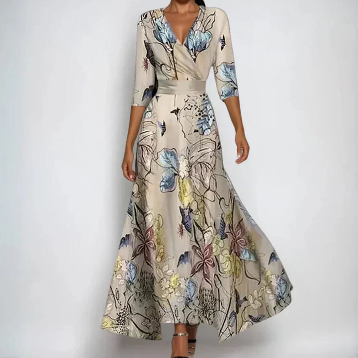 Women's Floral Linen Wrap Dress