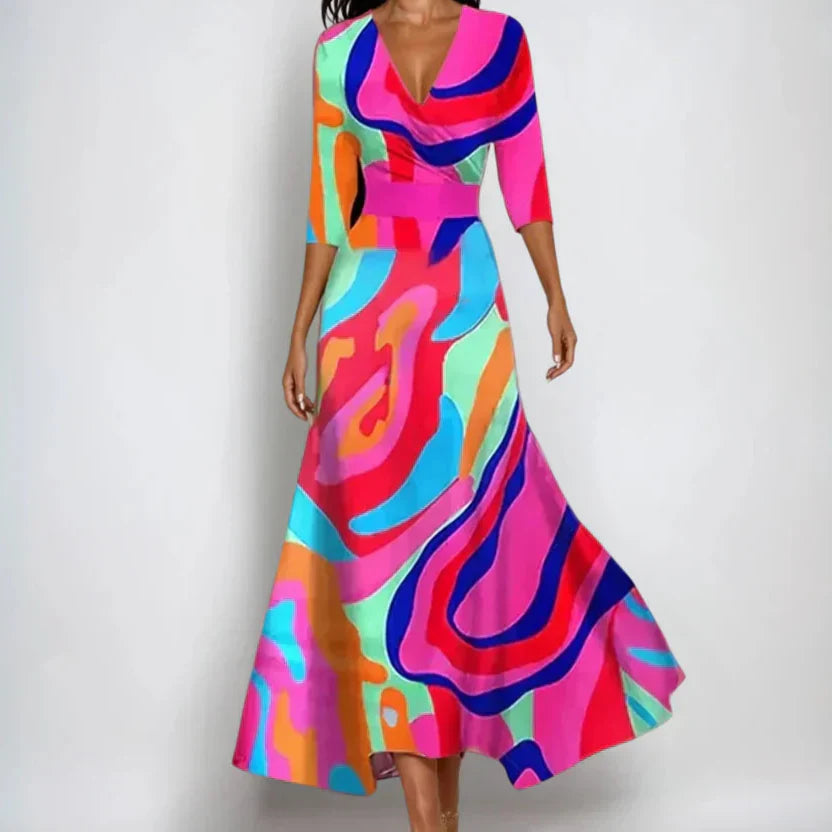 Women's Floral Linen Wrap Dress