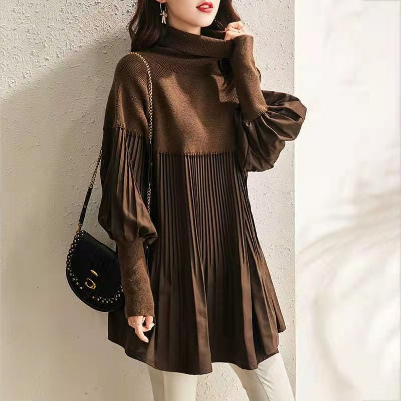 Women's Oversized Turtleneck Knit Tunic Sweater