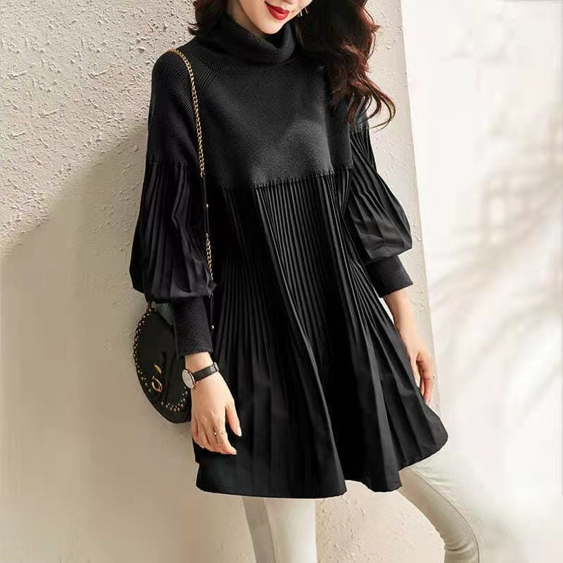 Women's Oversized Turtleneck Knit Tunic Sweater
