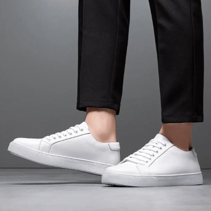 Leather Sneakers Low Top Casual Shoes Men's Leather Trainers
