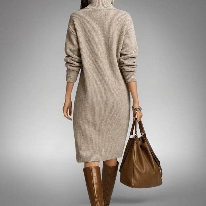 Women's Wool Mix Knit Quarter-Button Polo Dress