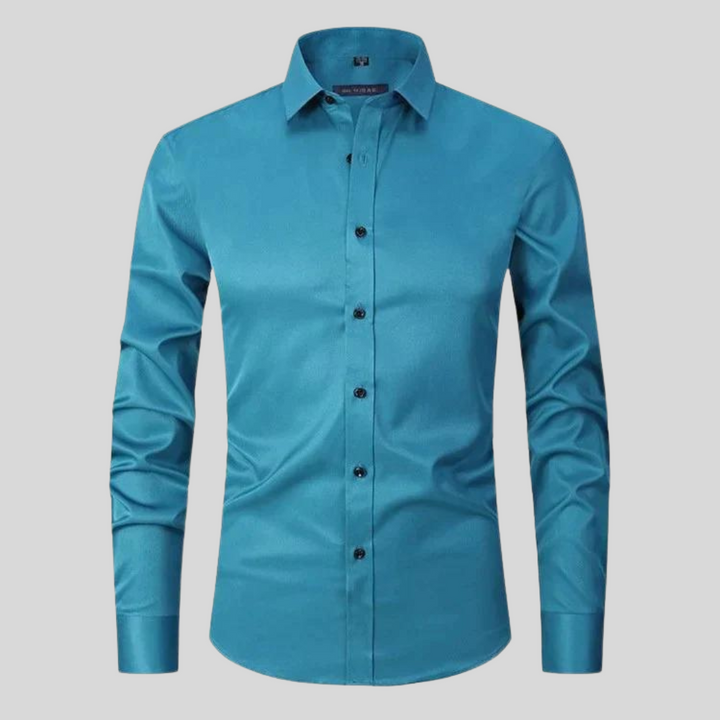 Men's Silk Stretch Slim Fit Formal Business Dress Shirt