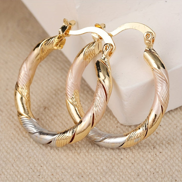 Women’s Vintage-Style Brass Twisted Hoop Earrings