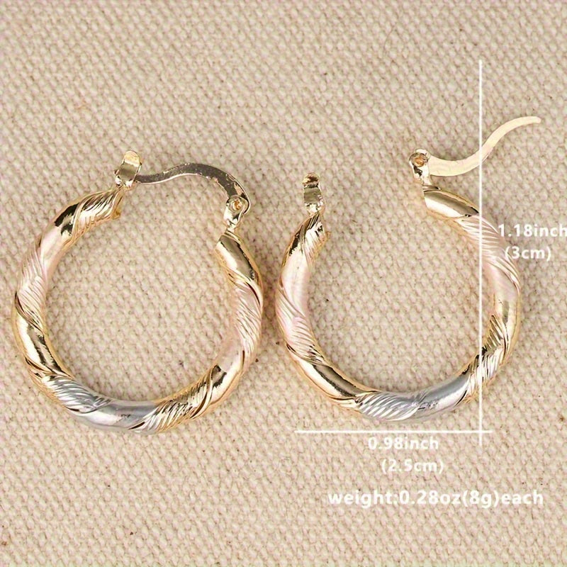 Women’s Vintage-Style Brass Twisted Hoop Earrings