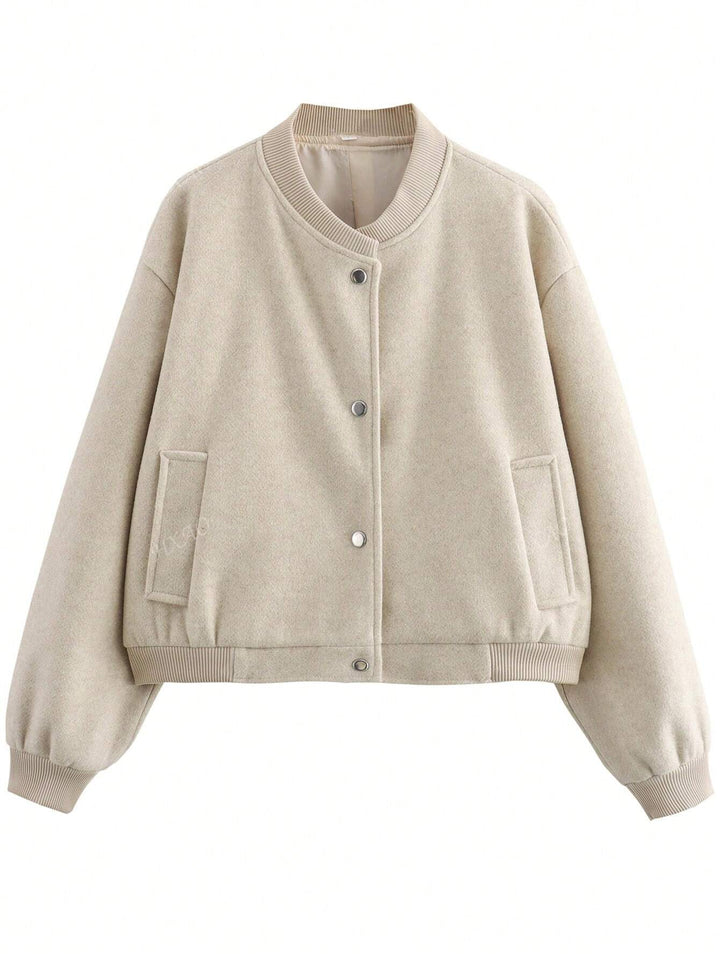 Women's Fleece Bomber Jacket Warm Casual Outerwear Coat