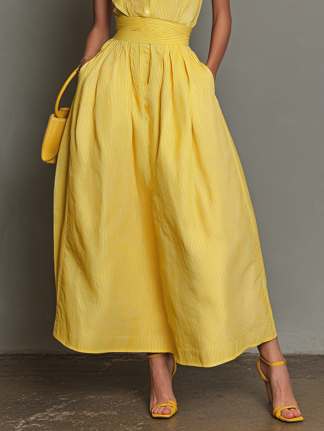 Women's Rayon Blend Lapel Sleeveless Pleated Maxi Dress