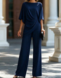 Combinaison-pantalon pour femme en satin deux pièces à jambes larges