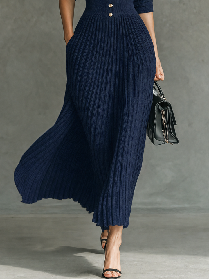 Women's Silk Elegant Office Midi A-Line Shirt Dress